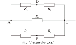 drátěný čtverec připojený ke zdroji napětí v bodech A, C